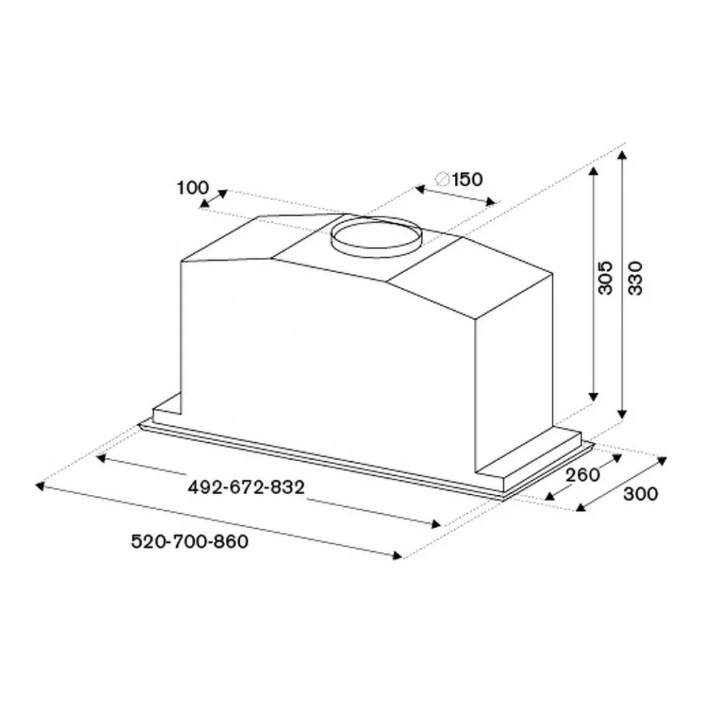 Схема встраивания Встраиваемая вытяжка Bertazzoni KIN52MOD1XC