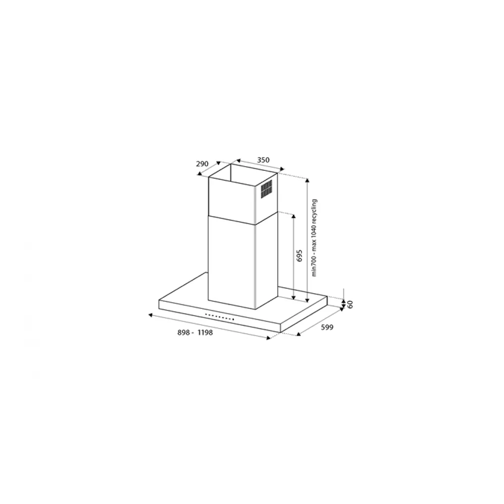 Схема встраивания Вытяжка Bertazzoni KTI90P1AXT