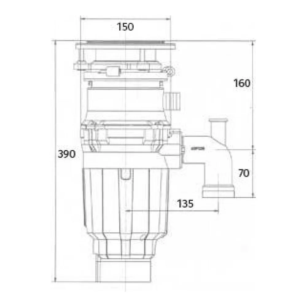 Схема встраивания Измельчитель пищевых отходов Bone Crusher BC 910-SL