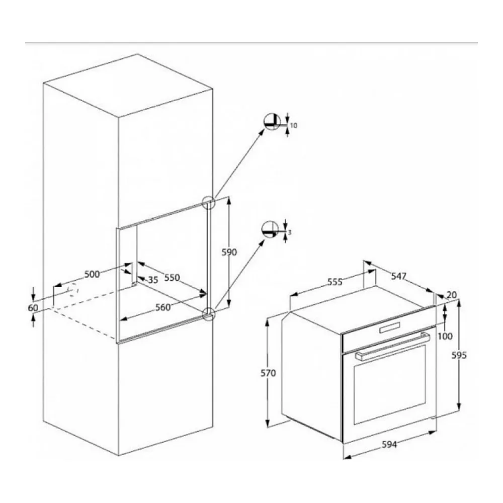 Схема встраивания Духовой шкаф BEKO BIS 15300 X