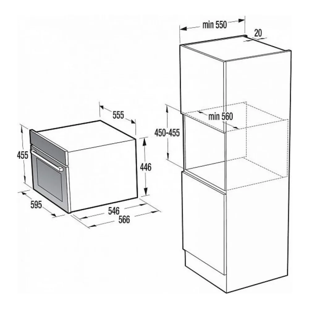 Схема встраивания Духовой шкаф GORENJE BCM 547 INI