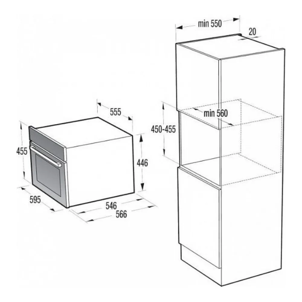 Схема встраивания Духовой шкаф GORENJE BCM 547 ORA B