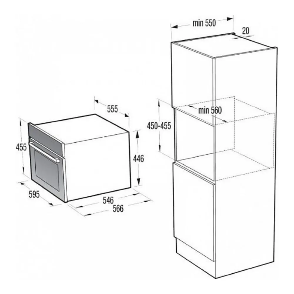 Схема встраивания Духовой шкаф GORENJE BCM547ORAW