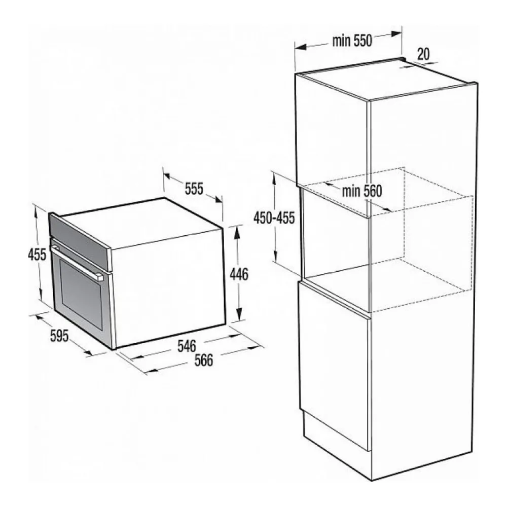 Схема встраивания Духовой шкаф GORENJE BCS 547 ORAB