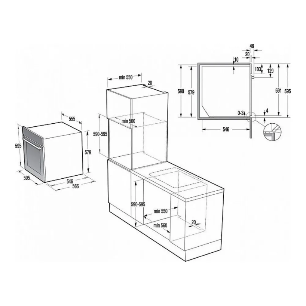 Схема встраивания Духовой шкаф GORENJE BCS798S24X