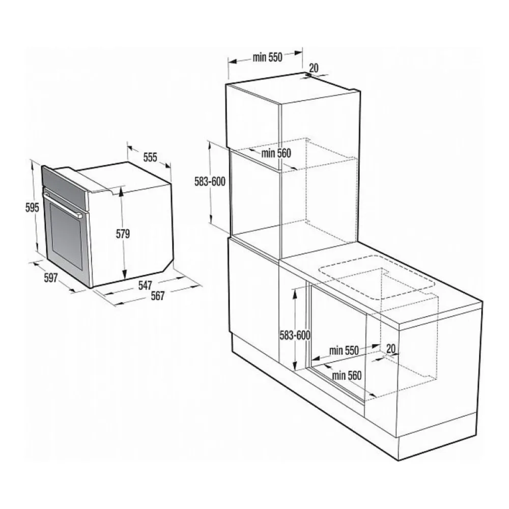 Схема встраивания Духовой шкаф GORENJE BO 635E20X