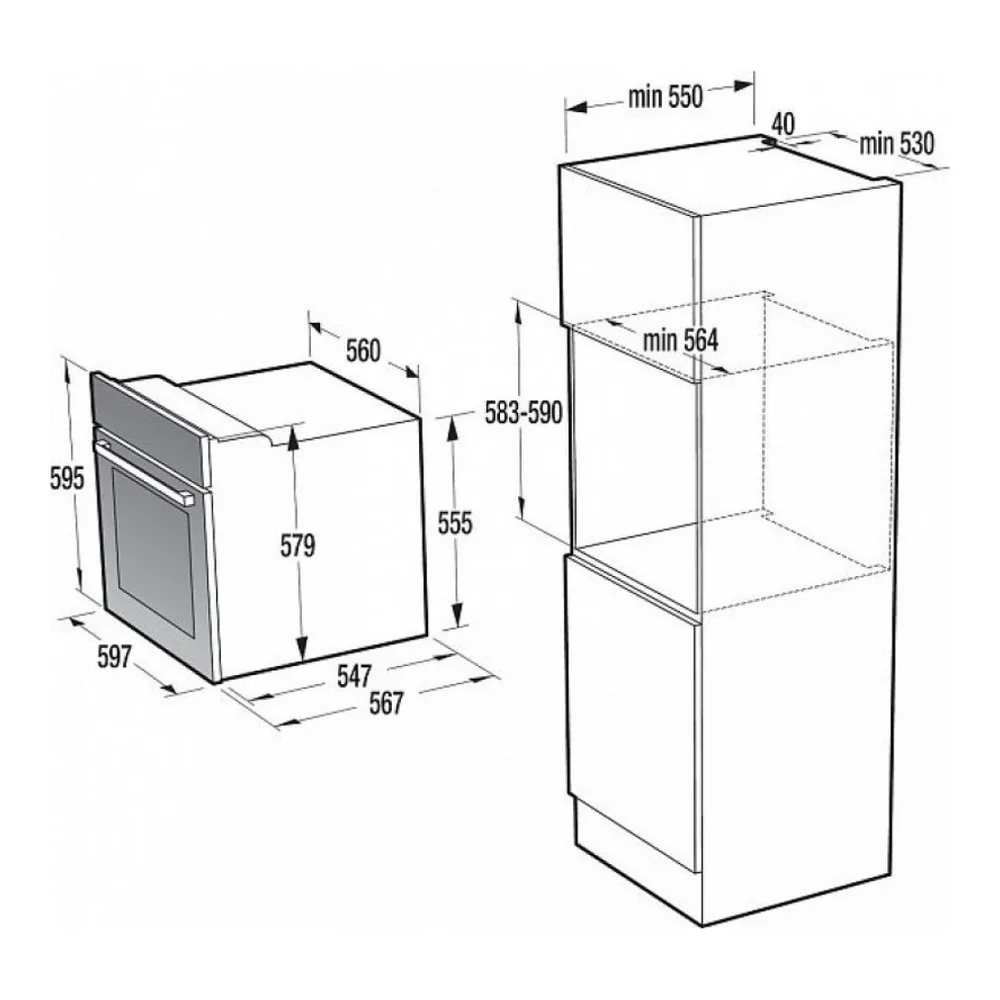 Схема встраивания Духовой шкаф GORENJE BO P637E20XG