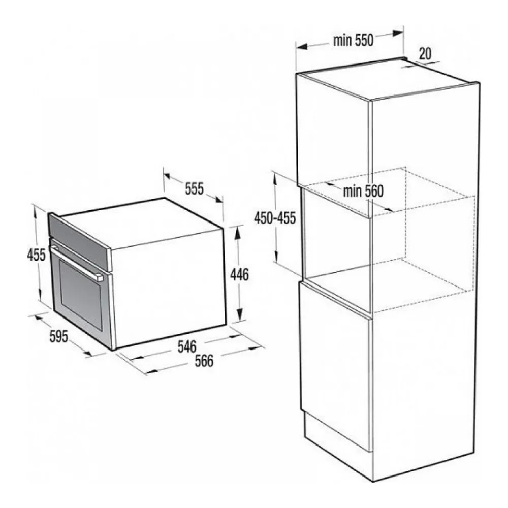 Схема встраивания Духовой шкаф GORENJE BO547INI