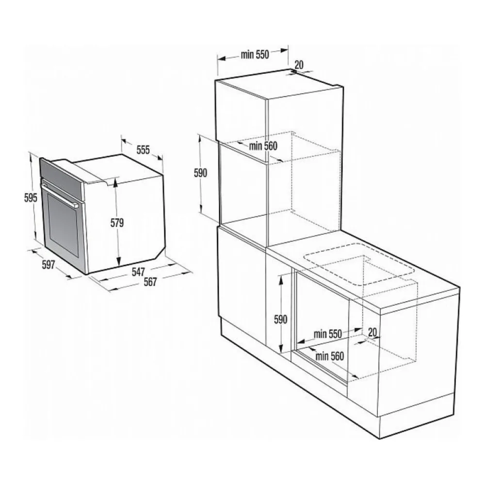 Схема встраивания Духовой шкаф GORENJE BO627INI