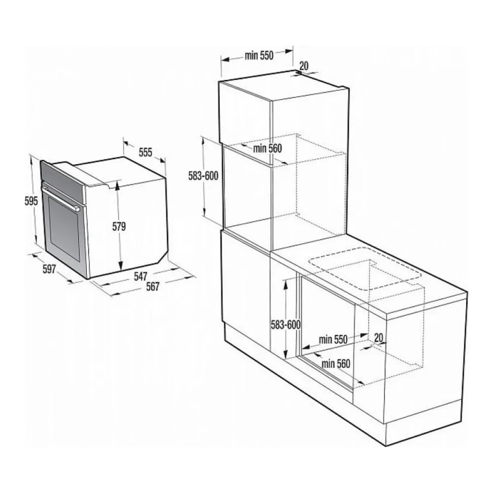 Схема встраивания Духовой шкаф GORENJE BO658A31BG