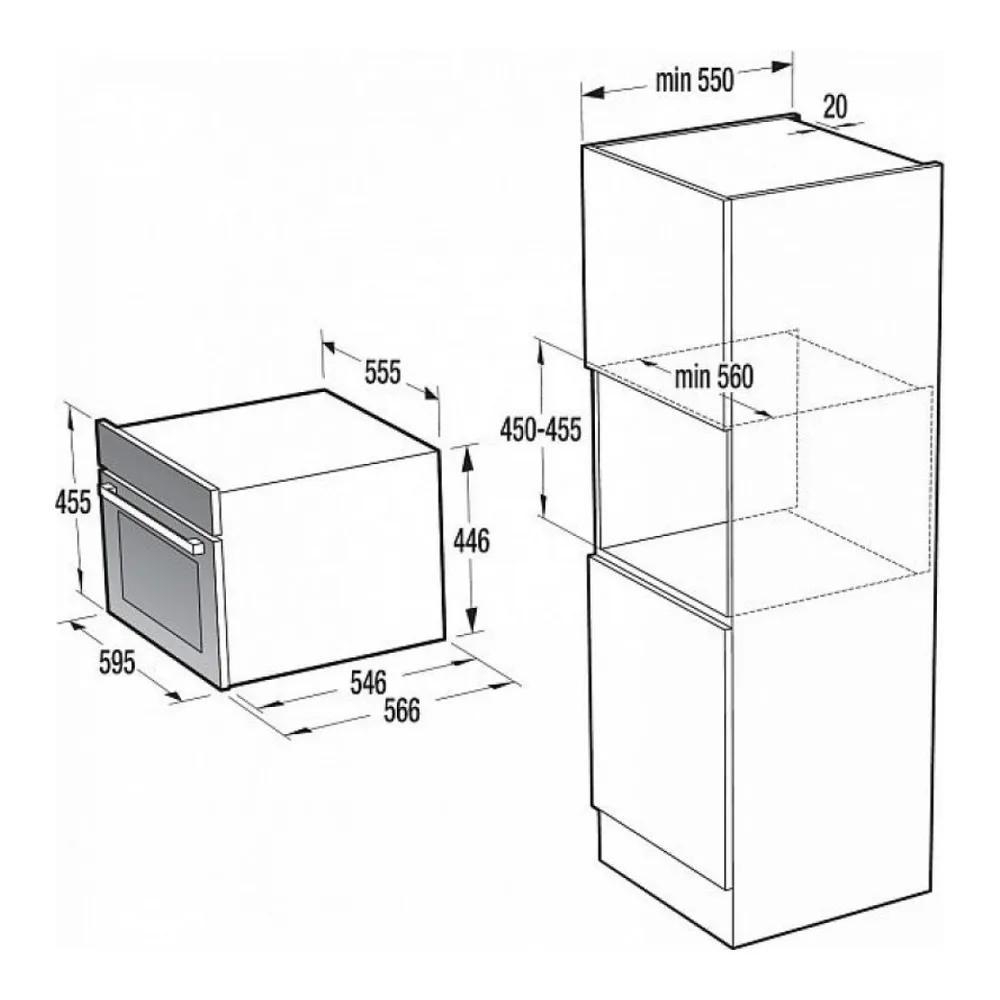Схема встраивания Духовой шкаф GORENJE GCM 712 X