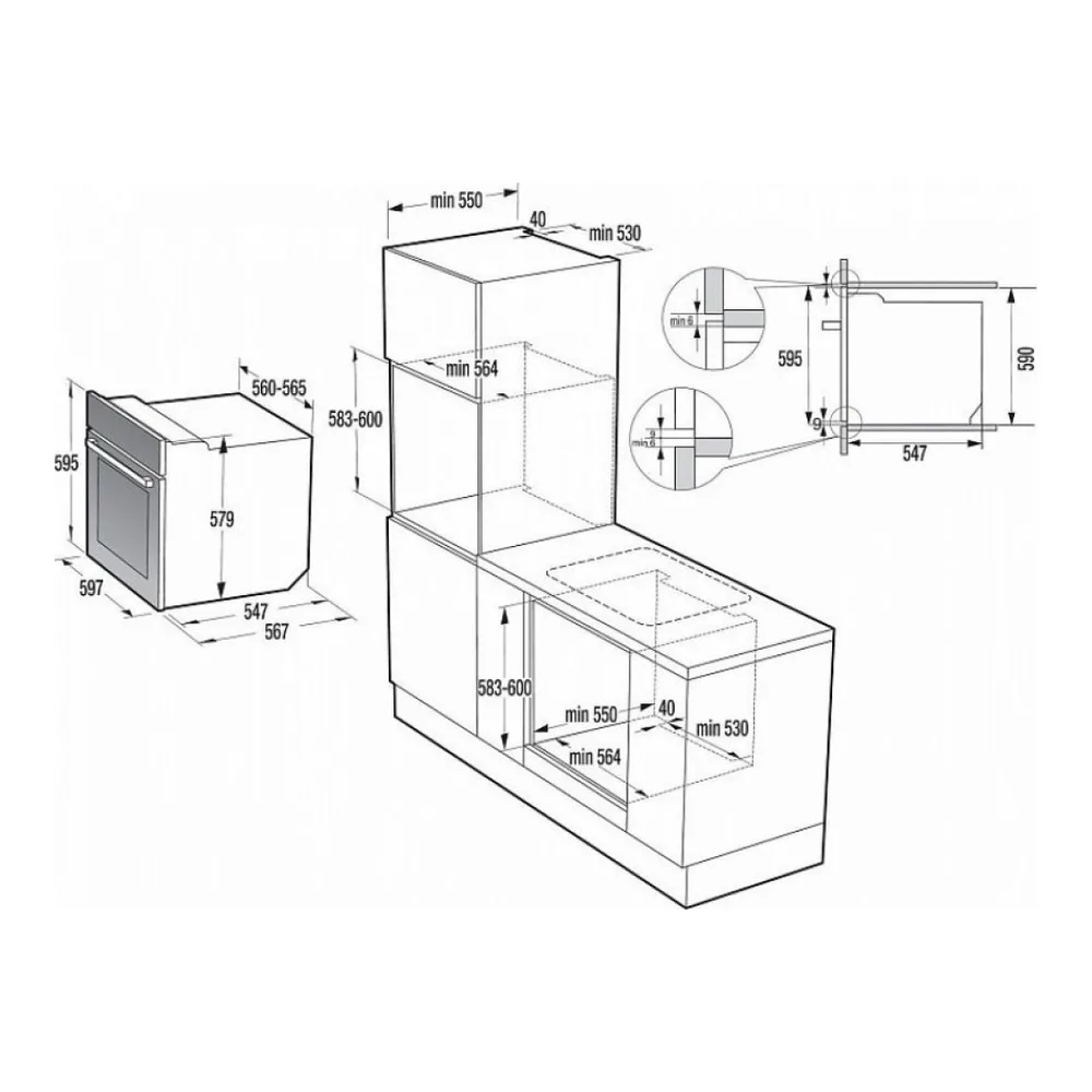 Схема встраивания Духовой шкаф GORENJE GP 556X