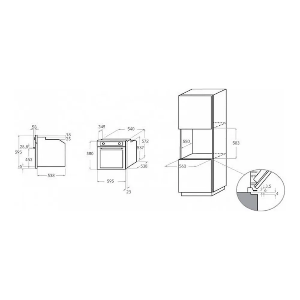 Схема встраивания Духовой шкаф KITCHENAID KOLSP 60602
