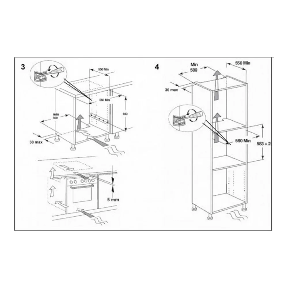 Схема встраивания Духовой шкаф KITCHENAID KOTSP 60600