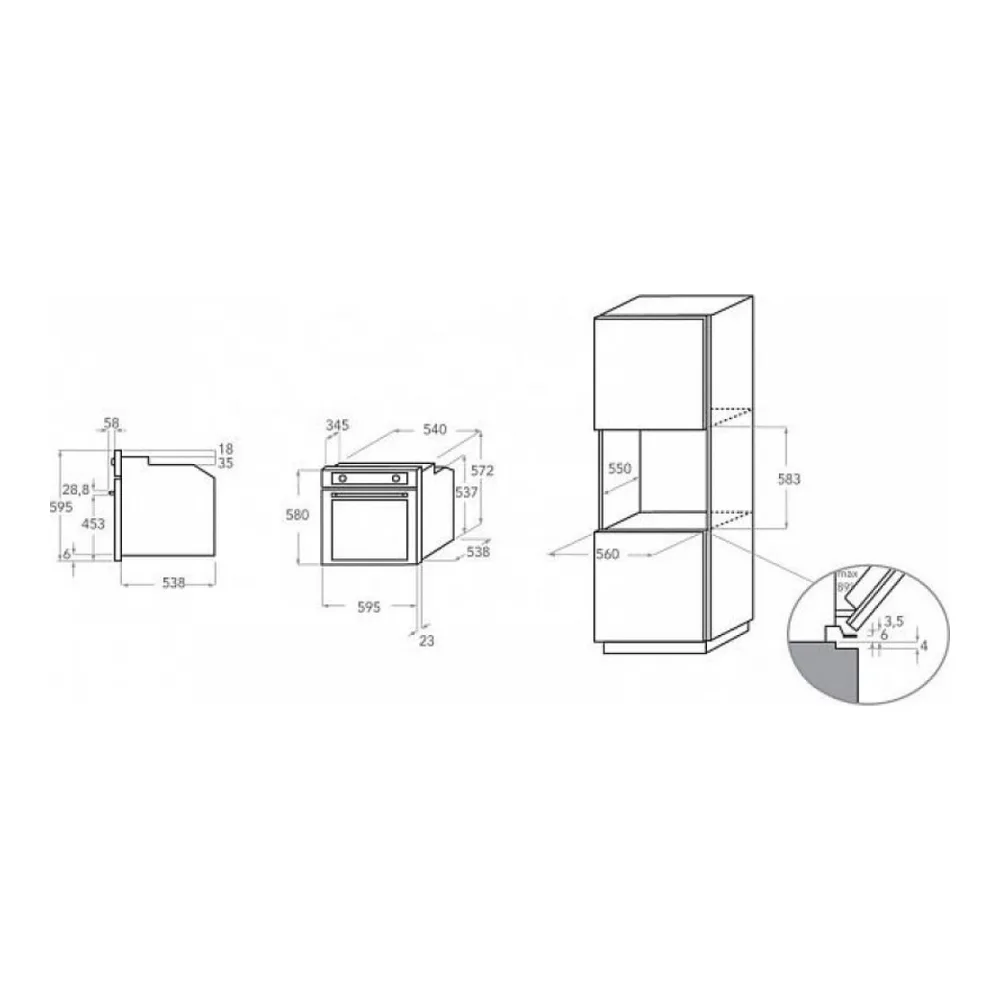 Схема встраивания Духовой шкаф KITCHENAID KOTSP 60602