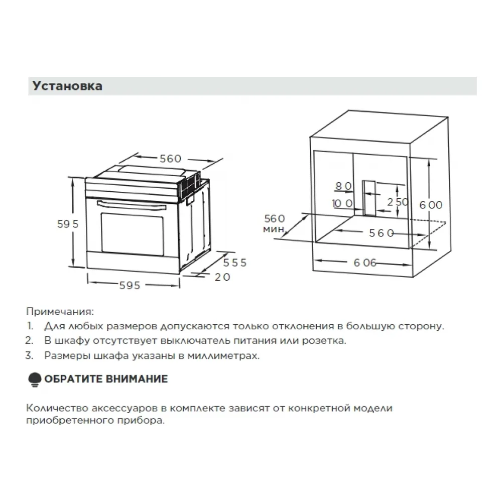 Схема встраивания Духовой шкаф MIDEA MO78100CGB