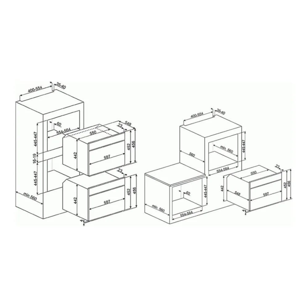Схема встраивания Духовой шкаф SMEG SF4920VCP1