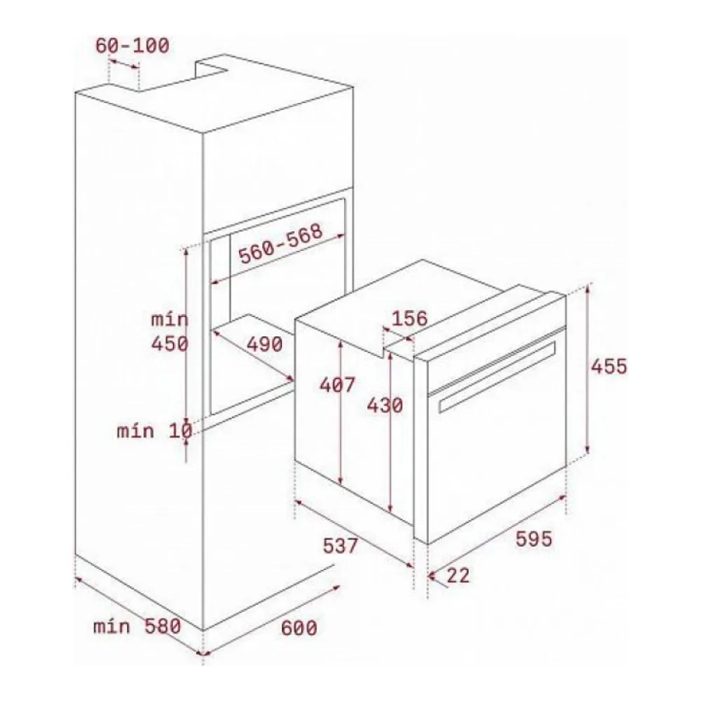 Схема встраивания Духовой шкаф TEKA HLC 8400 LONDON BRICK