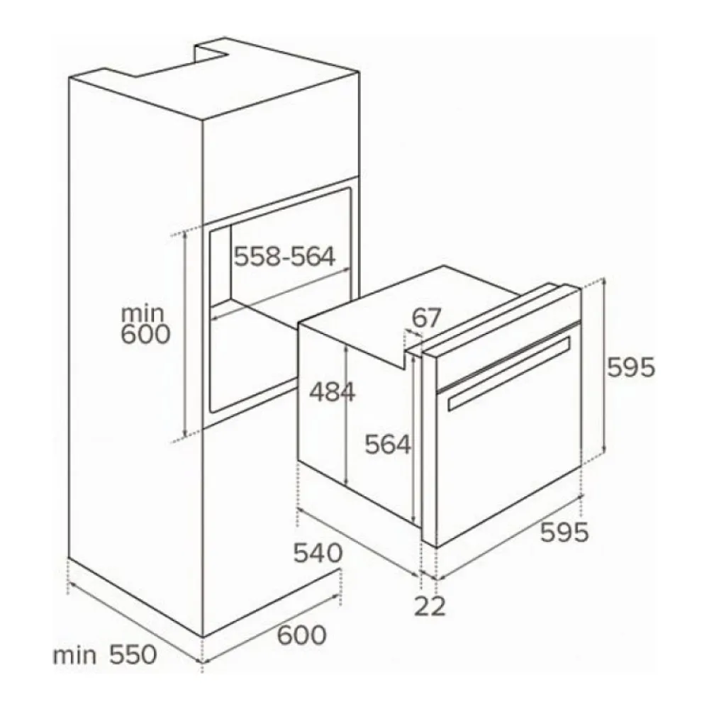 Схема встраивания Духовой шкаф TEKA HO 725G BK
