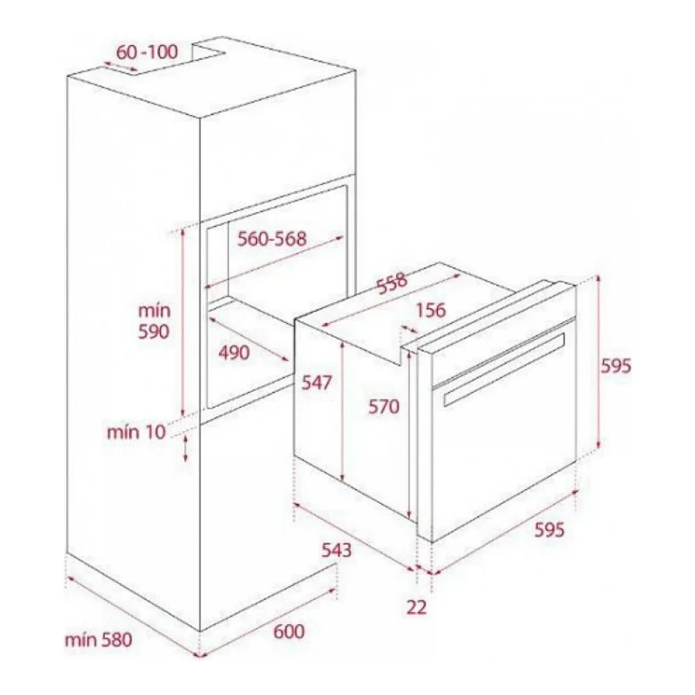 Схема встраивания Духовой шкаф TEKA HSB 740 G SS