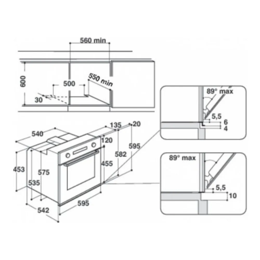 Схема встраивания Духовой шкаф WHIRLPOOL AKP 738/WH