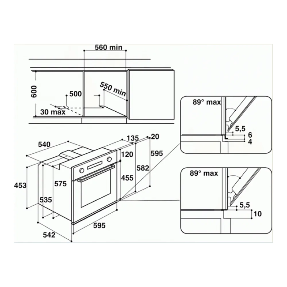 Схема встраивания Духовой шкаф WHIRLPOOL AKP 7460/IX