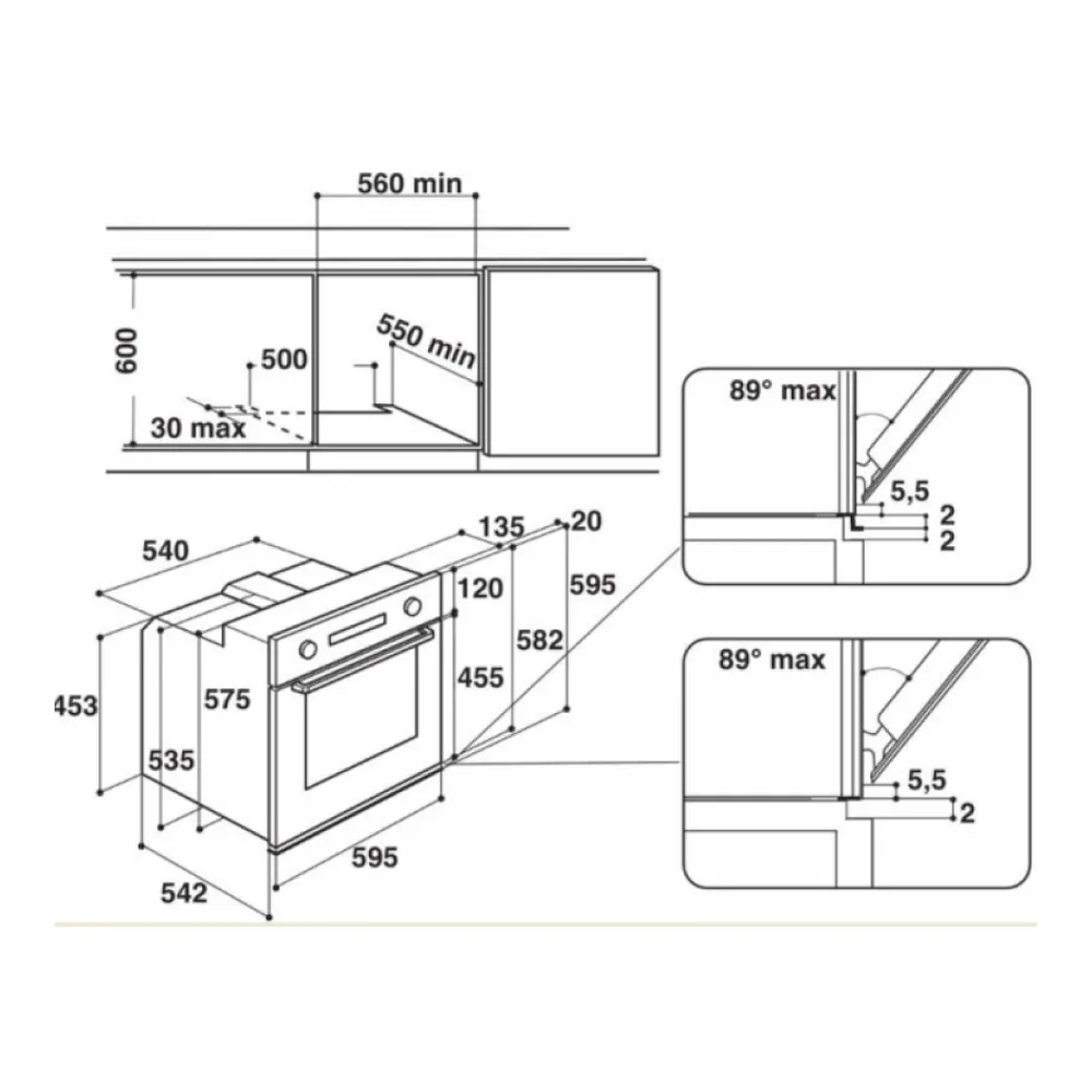 Схема встраивания Духовой шкаф WHIRLPOOL AKP745/IX