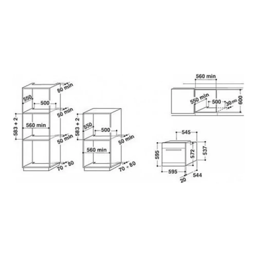 Схема встраивания Духовой шкаф WHIRLPOOL AKZ96230NB