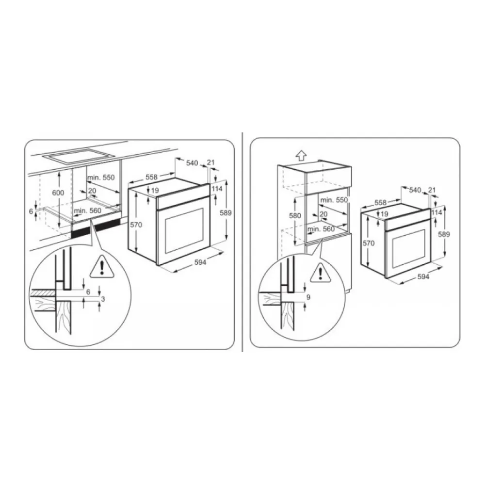 Схема встраивания Духовой шкаф ZANUSSI OPZB4210W