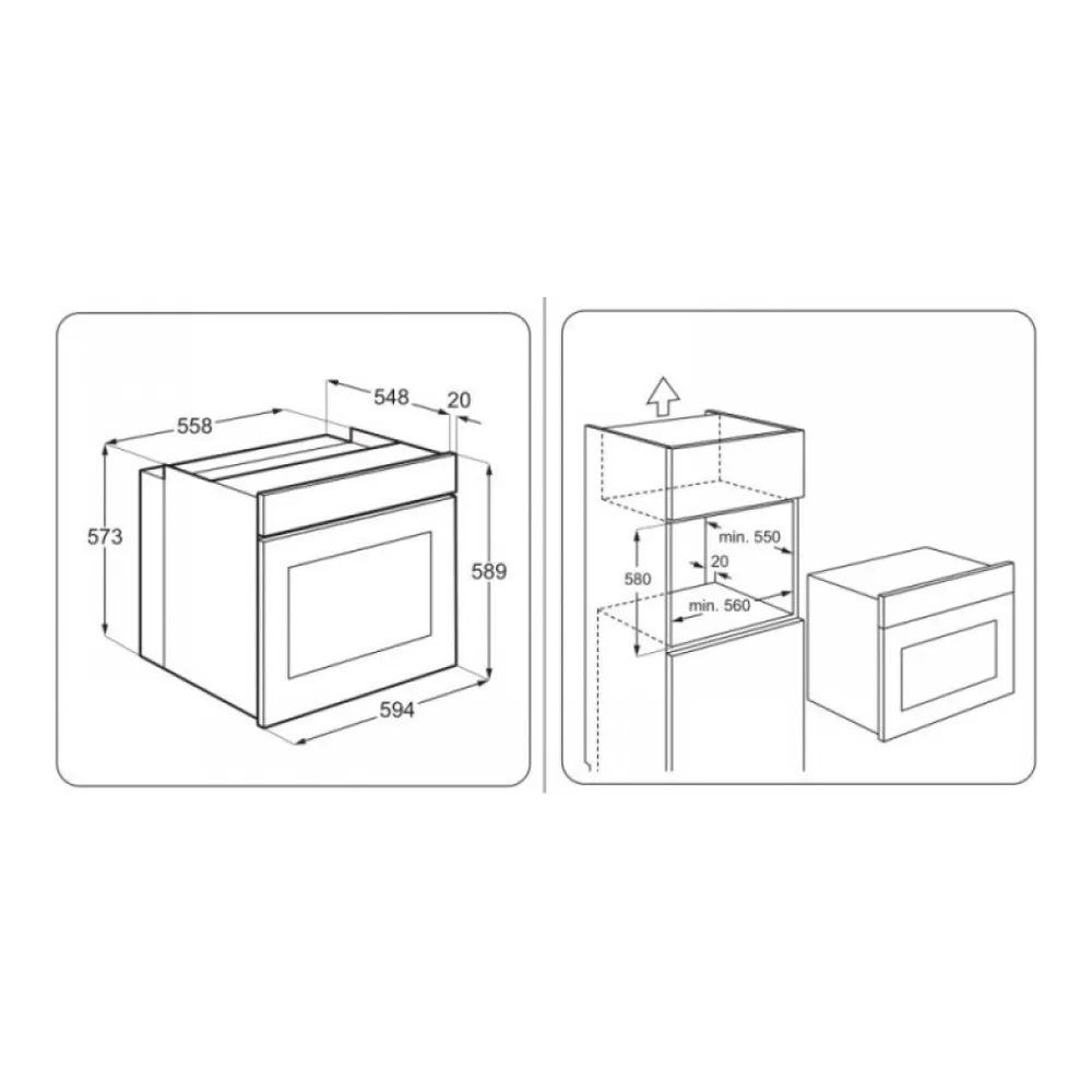 Схема встраивания Духовой шкаф ZANUSSI ZOB 21301 CR