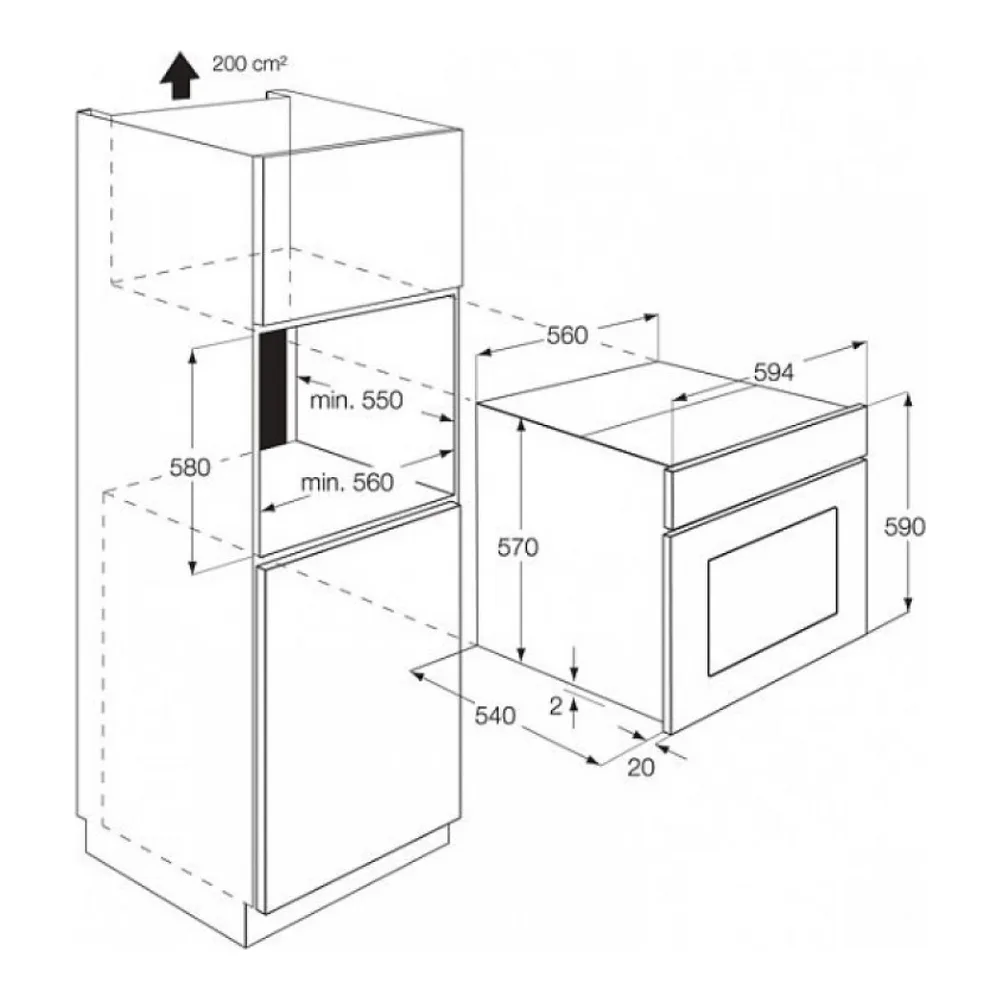 Схема встраивания Духовой шкаф ZANUSSI ZOB 35712 KX