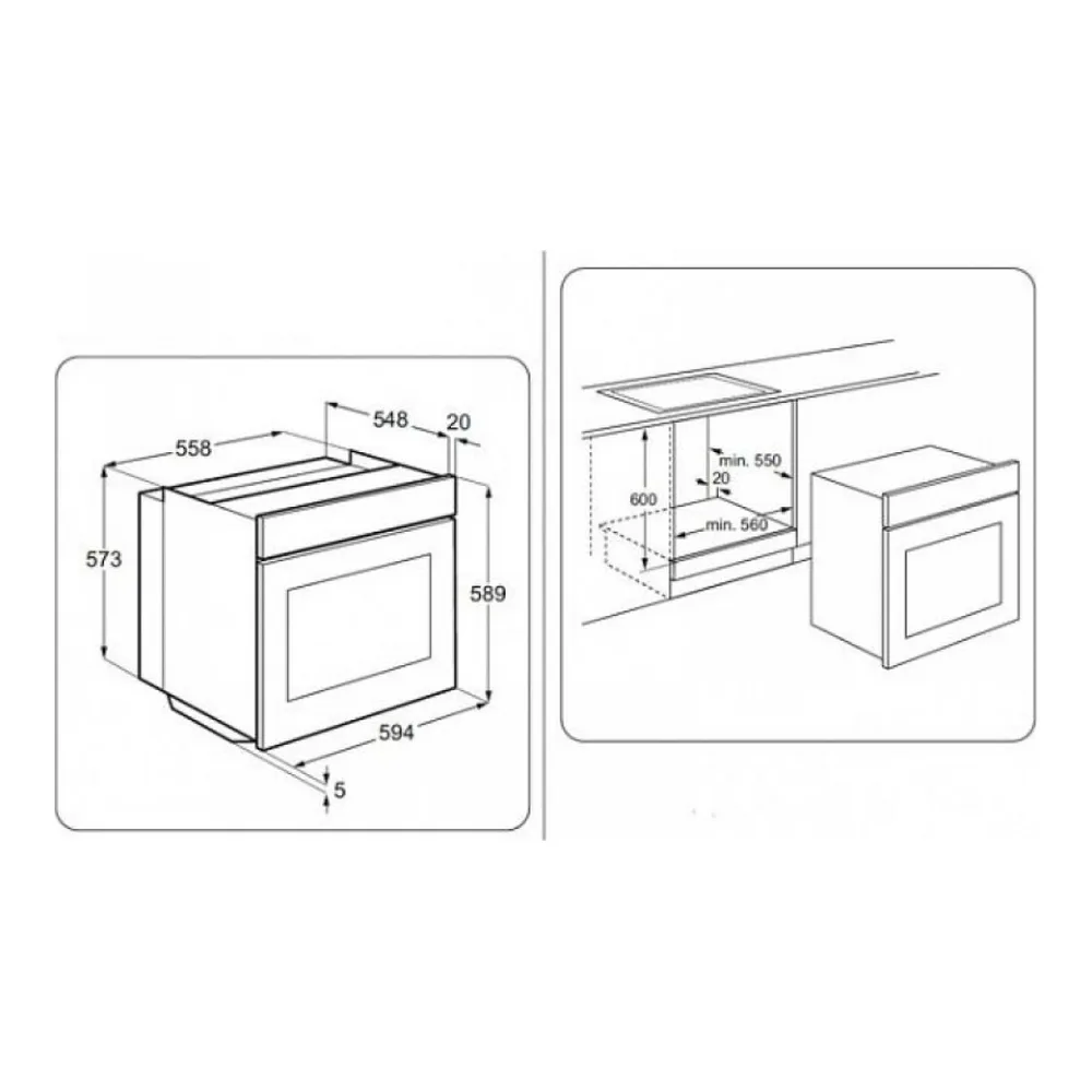 Схема встраивания Духовой шкаф ZANUSSI ZOB 38903 XD