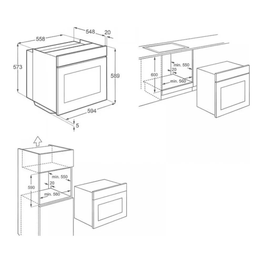 Схема встраивания Духовой шкаф ZANUSSI ZOB 535712 X