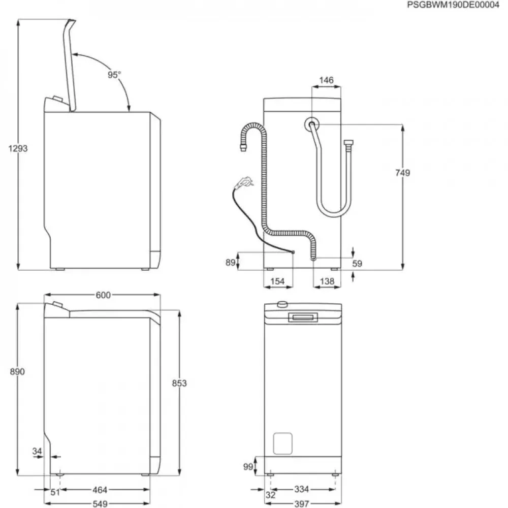 Схема встраивания Стиральная машина Electrolux EW7T3R272