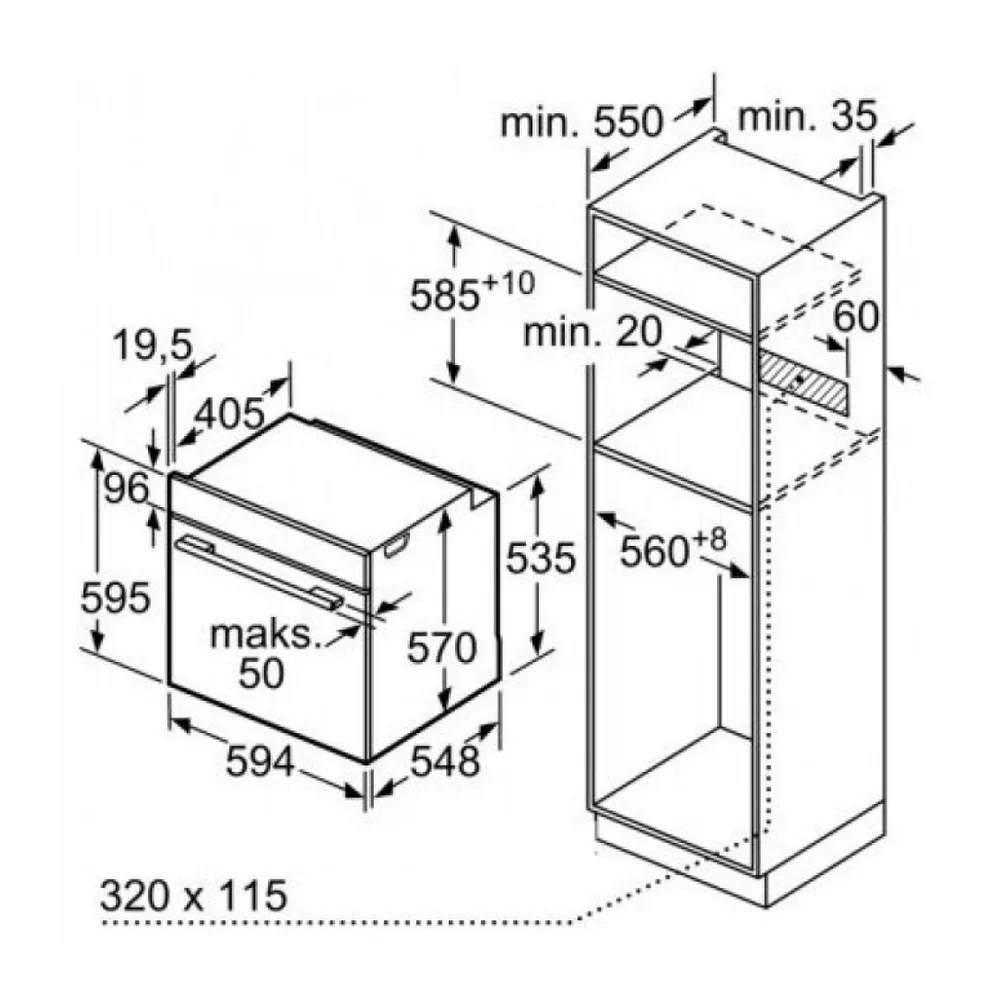 Электрический духовой шкаф BOSCH HBA530BB0S