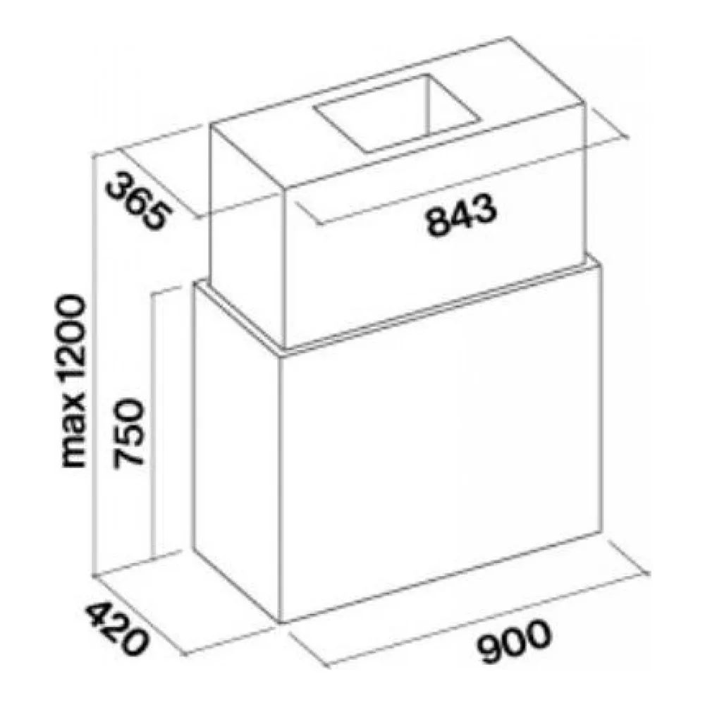 Схема встраивания Вытяжка Falmec Laguna isola 90 Inox Pannellabile (800)