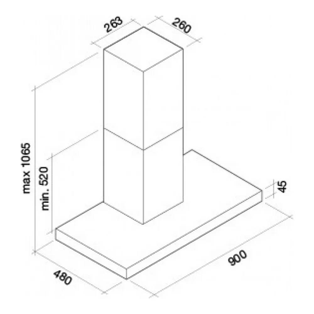 Схема встраивания Вытяжка Falmec Luce 90 Glass Black wall