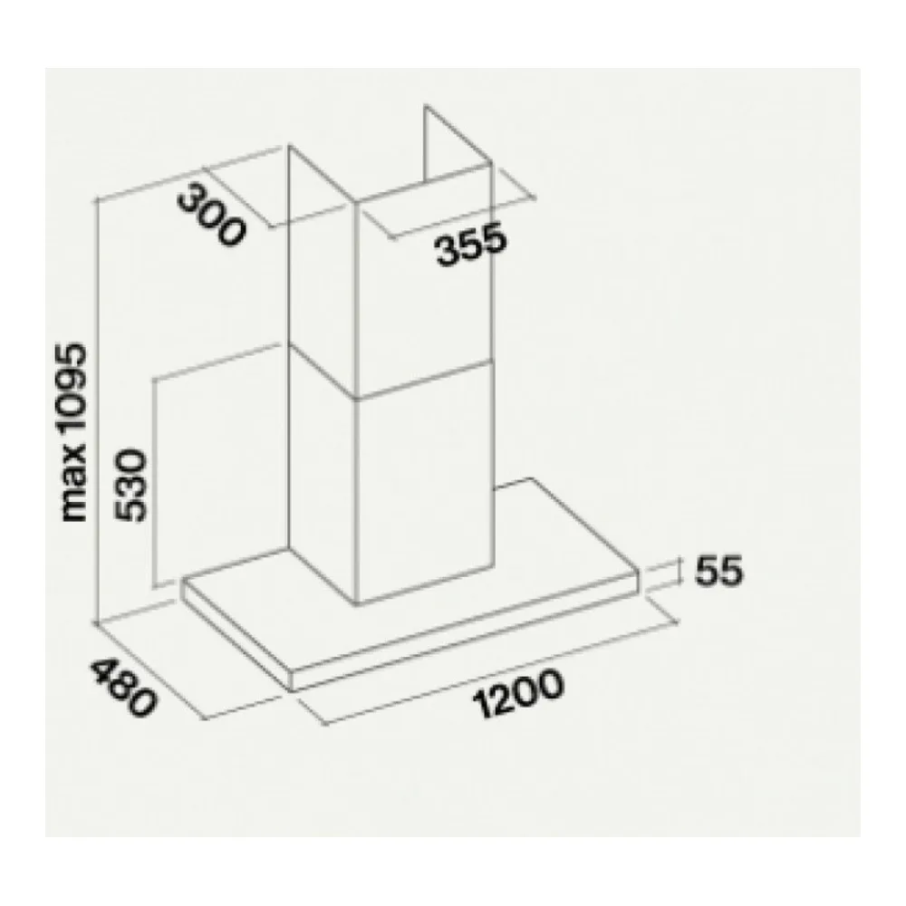 Схема встраивания Вытяжка Falmec Lumina 120 Glass Black wall (NRS)