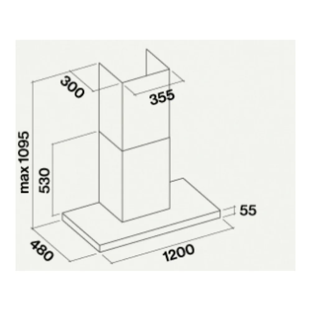 Схема встраивания Вытяжка Falmec Lumina 120 Steel wall (NRS)