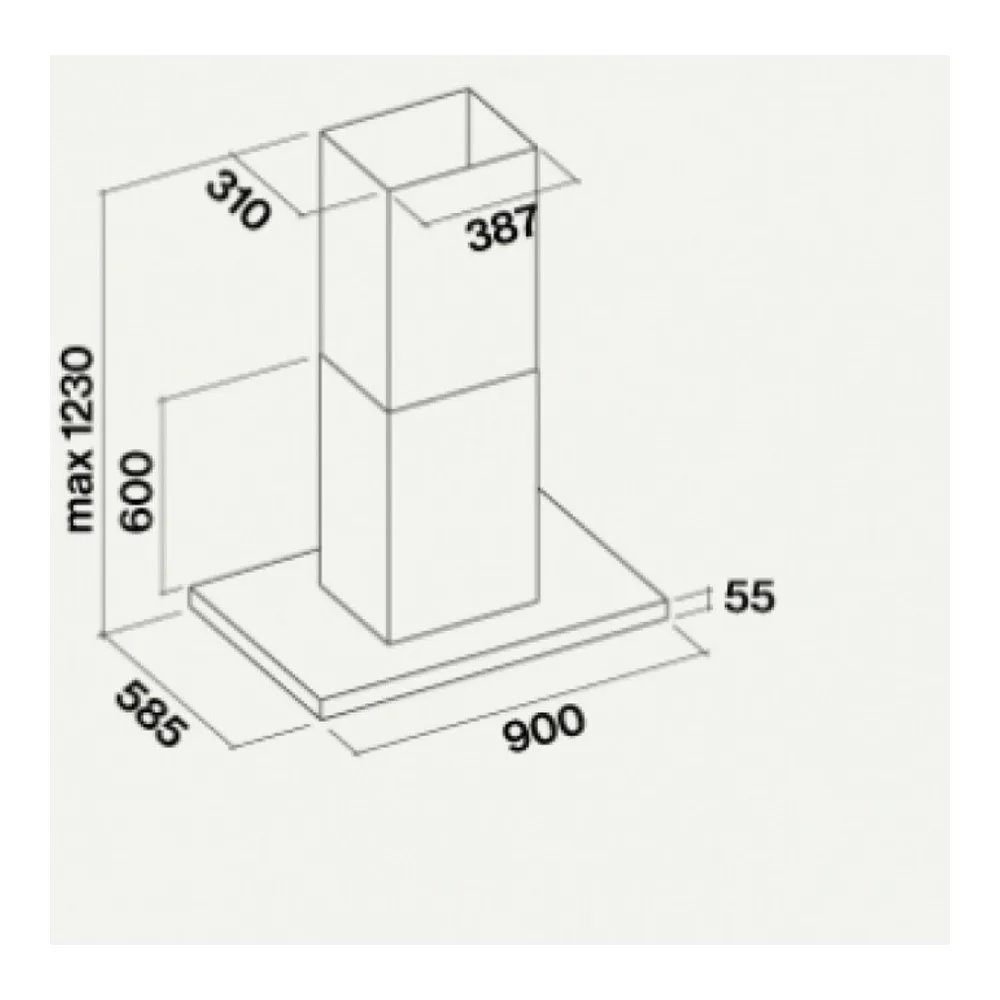 Схема встраивания Вытяжка Falmec Lumina 90 Glass White island (NRS)