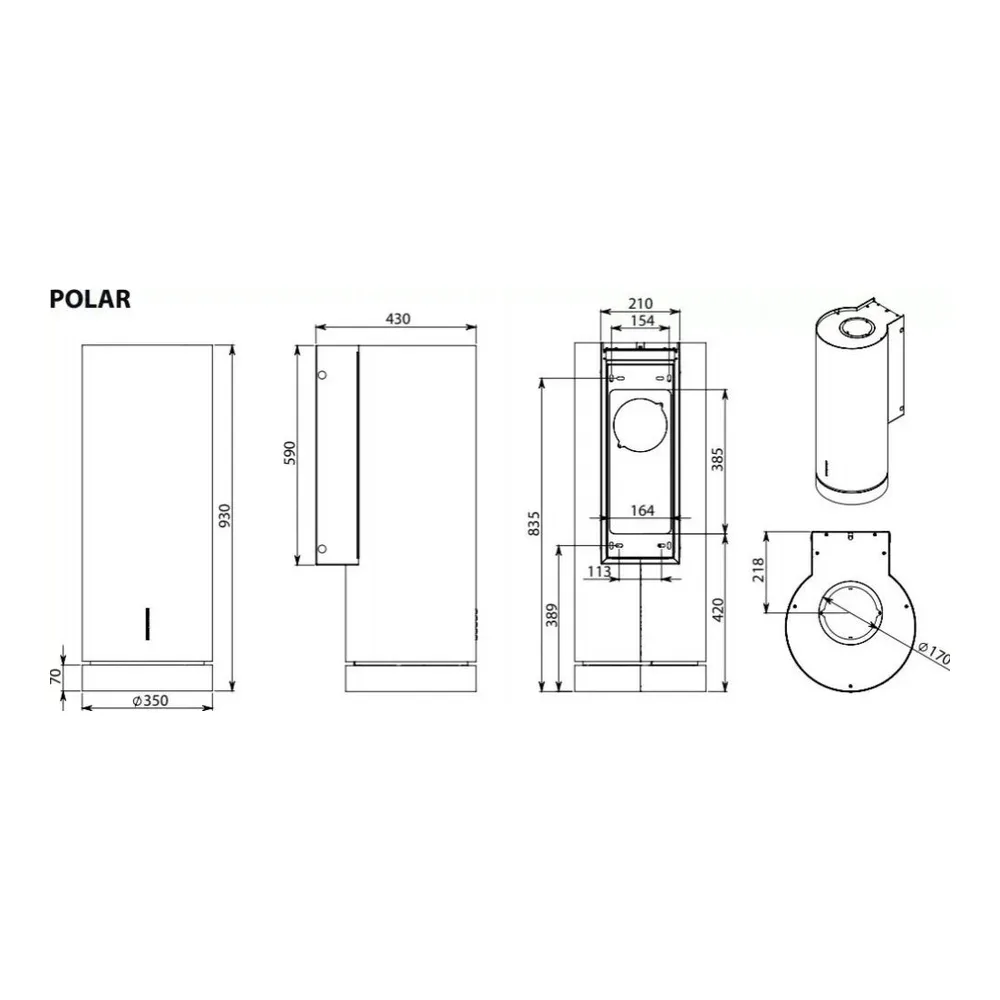 Схема встраивания Вытяжка Falmec POLAR X