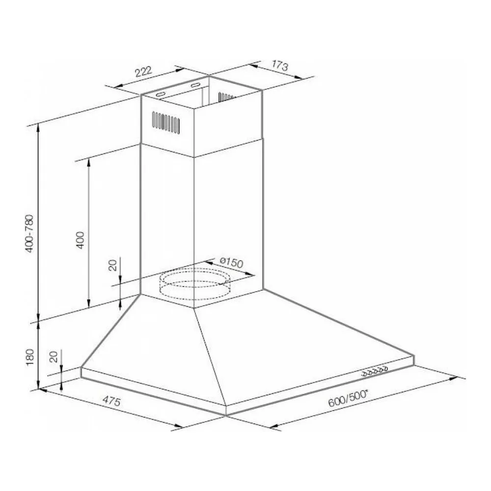 Схема встраивания Вытяжка Graude DHP 60.0 W