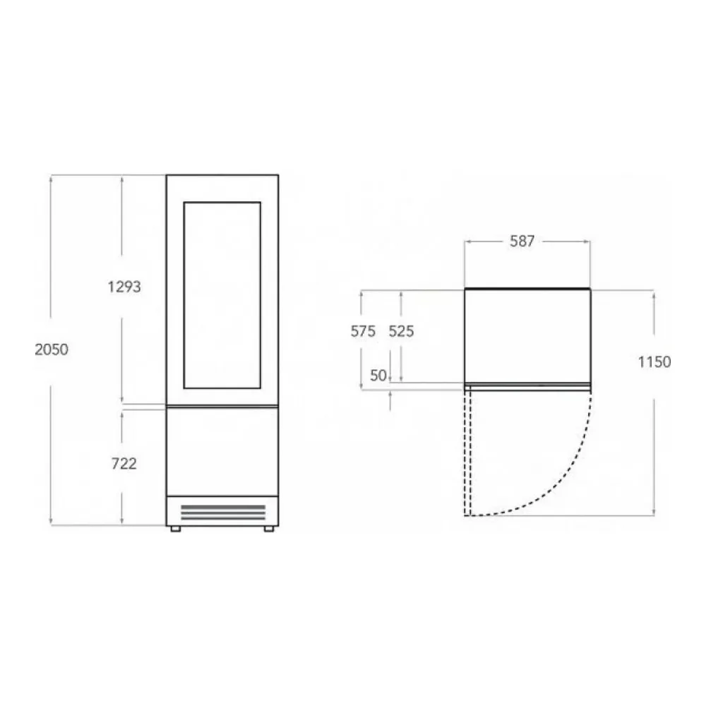 Схема встраивания Винный шкаф KITCHENAID KCVWX 20600R