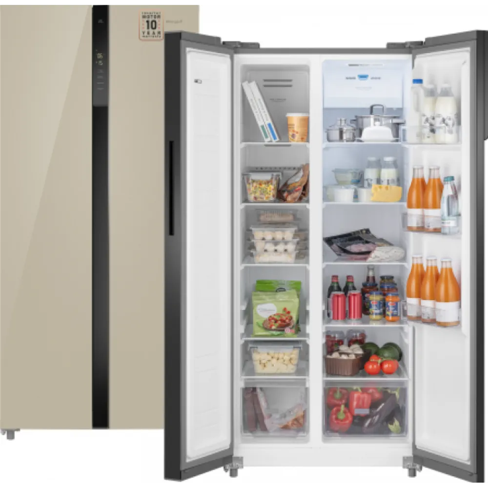 Холодильник WEISSGAUFF WSBS 500 INVERTER NOFROST BEIGE GLASS