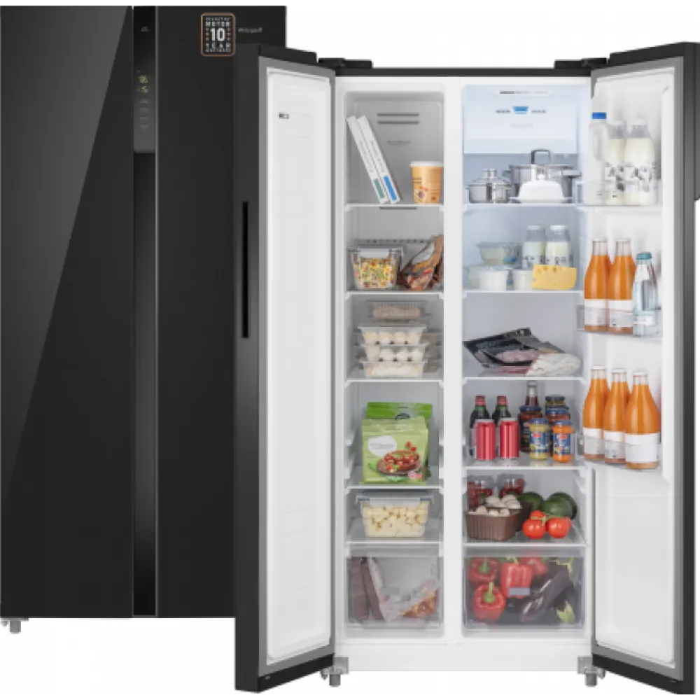 Холодильник WEISSGAUFF WSBS 500 INVERTER NOFROST BLACK GLASS