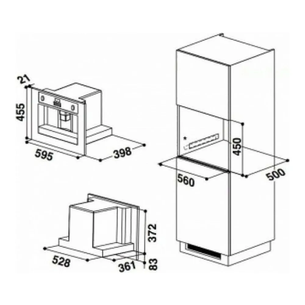 Схема встраивания Кофемашина WHIRLPOOL ACE 102 IX