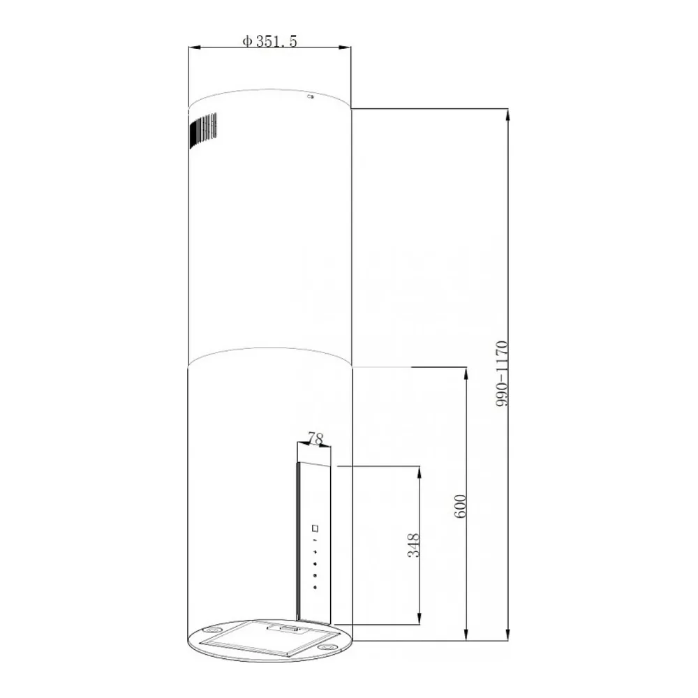 Схема встраивания Вытяжка Korting KHA 35808 DN Cylinder