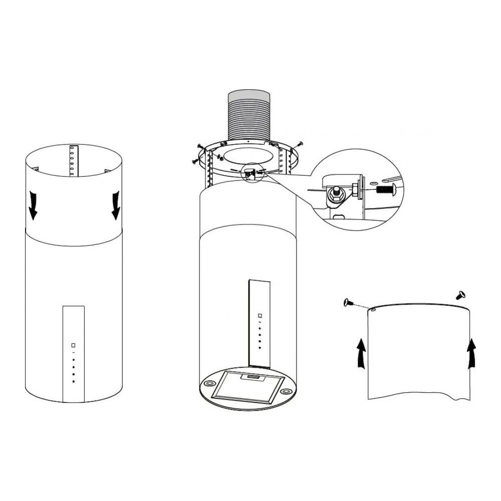 Схема встраивания Вытяжка Korting KHA 35808 DN Cylinder