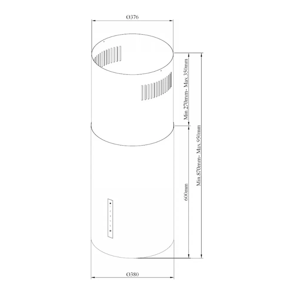 Схема встраивания Островная вытяжка Korting KHA 39970 W Cylinder