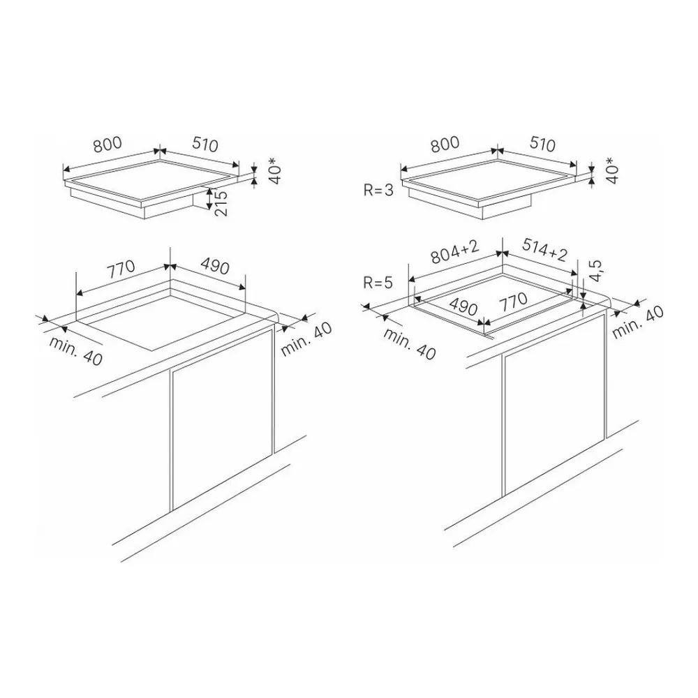 Схема встраивания Варочная панель с вытяжкой Kuppersbusch KMI 8590.0 SR Stainless Steel